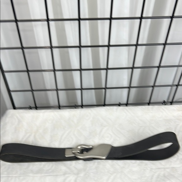 Chicos Accessories - Chicos Brushed Black Leather Belt with stunning Silver hardware